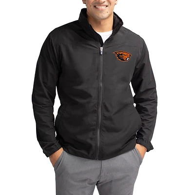 Men's Cutter & Buck Black Oregon State Beavers Charter Eco Recycled Full-Zip Jacket
