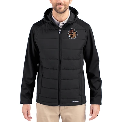 Men's Cutter & Buck Black Oregon State Beavers Evoke Hybrid Eco Softshell Recycled Full Zip Hooded Jacket