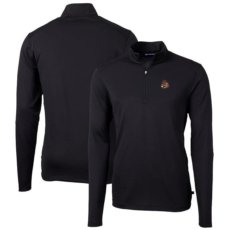Pull-over zippé quart de tour en piqué écologique recyclé pour homme, noir, des Beavers l'Oregon State, Cutter & Buck