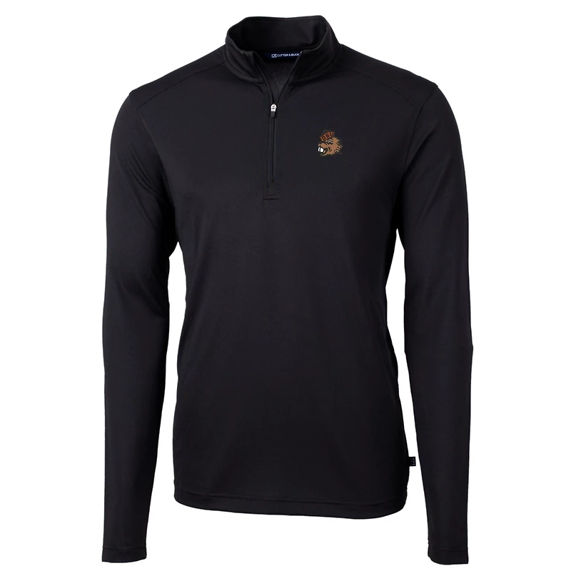 Pull-over zippé quart de tour en piqué écologique recyclé pour homme, noir, des Beavers l'Oregon State, Cutter & Buck