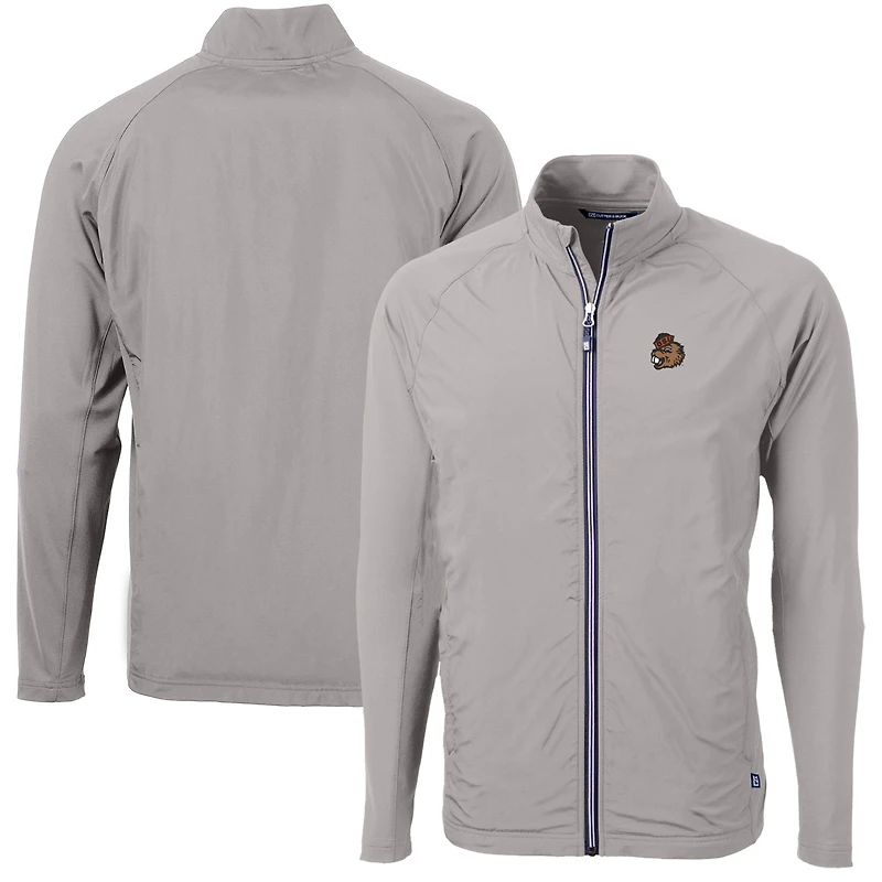 Men's Cutter & Buck Gray Oregon State Beavers Adapt Eco Knit Hybrid Recycled Big Tall Full-Zip Jacket