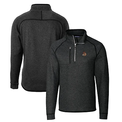 Men's Cutter & Buck Heather Charcoal Oregon State Beavers Mainsail Sweater-Knit Big Tall Half-Zip Pullover Jacket