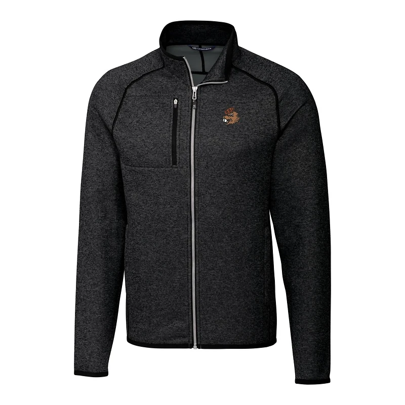 Men's Cutter & Buck Heather Charcoal Oregon State Beavers Mainsail Sweater-Knit Full-Zip Jacket