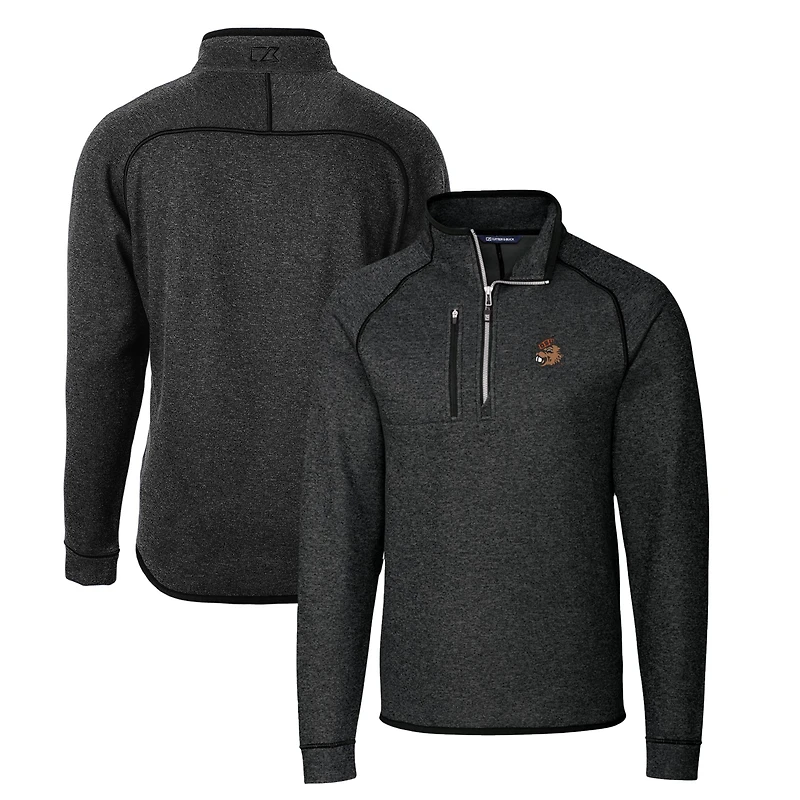 Men's Cutter & Buck Heather Charcoal Oregon State Beavers Mainsail Sweater-Knit Half-Zip Pullover Jacket