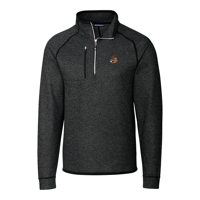 Men's Cutter & Buck Heather Charcoal Oregon State Beavers Mainsail Sweater-Knit Half-Zip Pullover Jacket