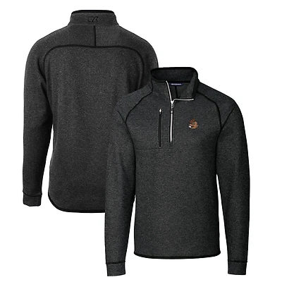 Men's Cutter & Buck Heather Charcoal Oregon State Beavers Mainsail Sweater-Knit Half-Zip Pullover Jacket