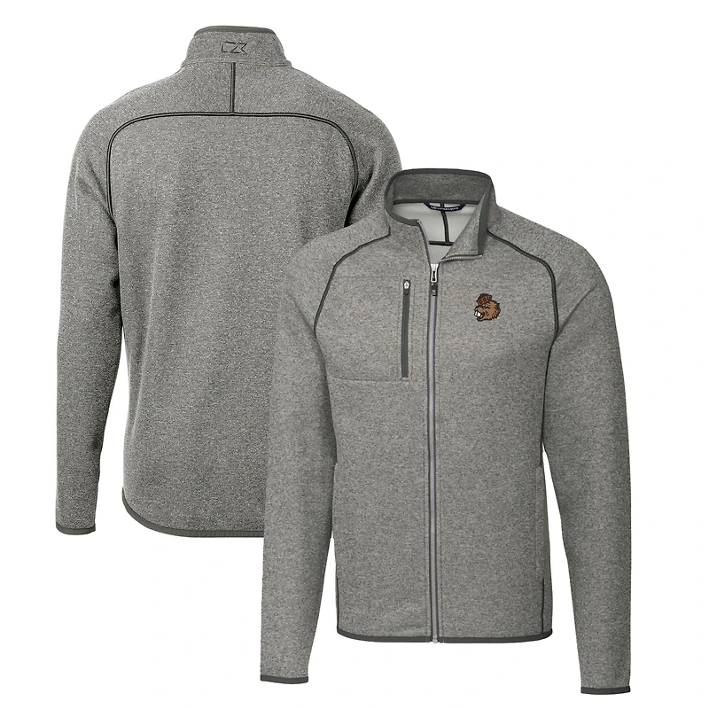 Men's Cutter & Buck Heather Gray Oregon State Beavers Mainsail Sweater-Knit Full-Zip Jacket