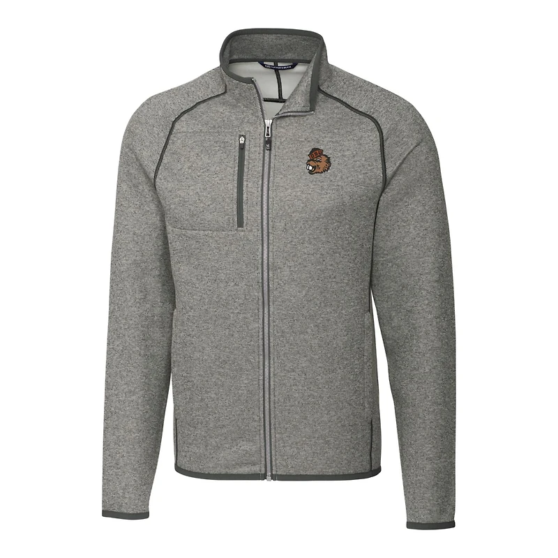 Men's Cutter & Buck Heather Gray Oregon State Beavers Mainsail Sweater-Knit Full-Zip Jacket