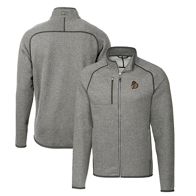 Men's Cutter & Buck Heather Gray Oregon State Beavers Mainsail Sweater-Knit Full-Zip Jacket