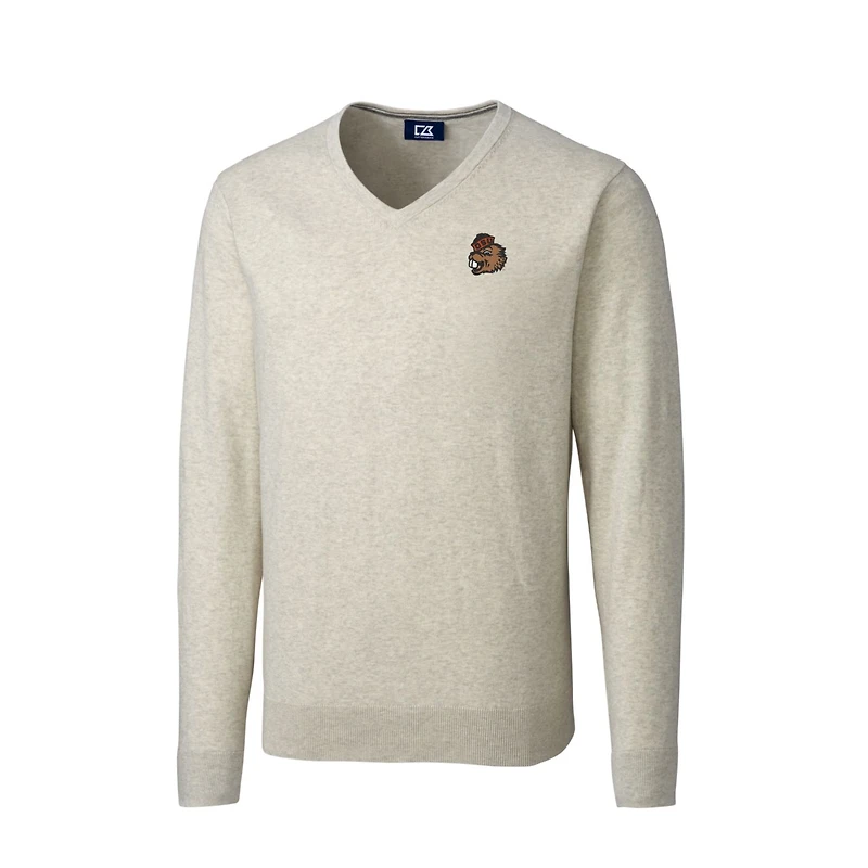 Men's Cutter & Buck Oatmeal Oregon State Beavers Lakemont Tri-Blend Big Tall V-Neck Pullover Sweater