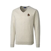Men's Cutter & Buck Oatmeal Oregon State Beavers Lakemont Tri-Blend Big Tall V-Neck Pullover Sweater