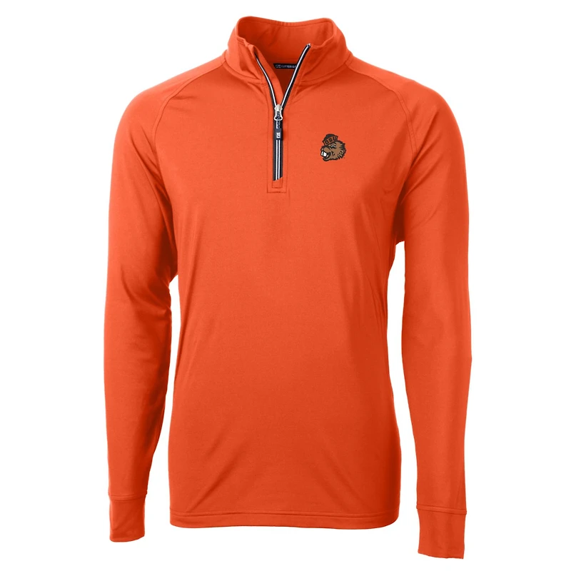 Pull-over zippé quart de tour en tricot extensible recyclé Adapt Eco Knit pour homme, orange, des Oregon State Beavers, Cutter & Buck