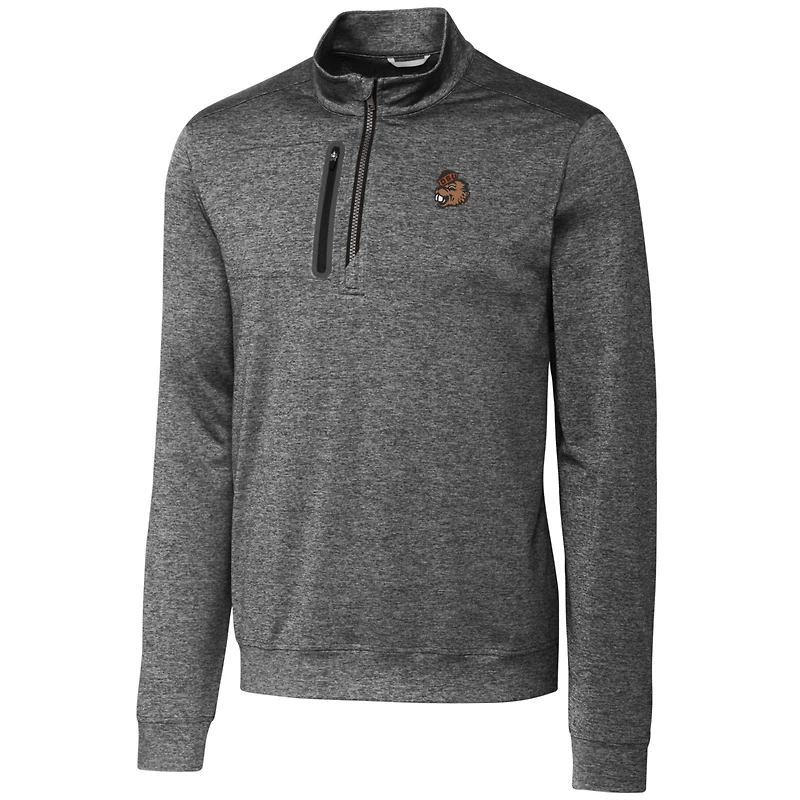 Men's Cutter & Buck Steel Oregon State Beavers Vault Big Tall Stealth Quarter-Zip Pullover Top