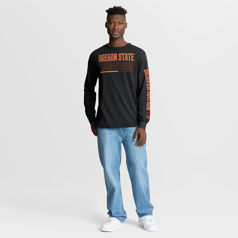 T-shirt à manches longues noir pour homme, motif Oregon State Beavers, « Quad Fuel The Fire »