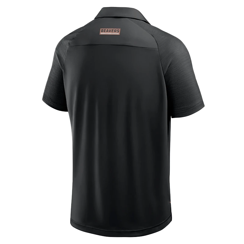 Men's Fanatics Black Oregon State Beavers Take The Lead Defender Raglan Polo