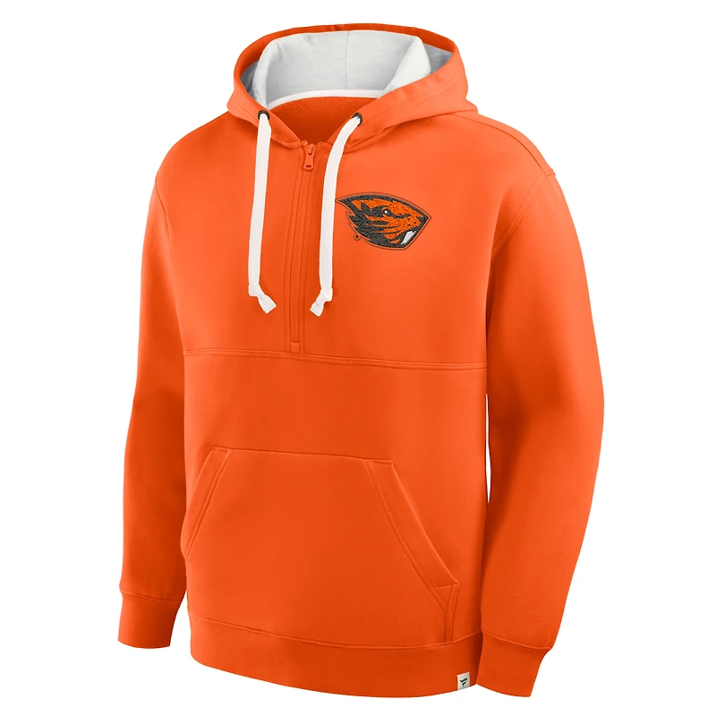 Men's Fanatics Orange Oregon State Beavers Hometown Premium Rise And Conquer Half-Zip Hoodie