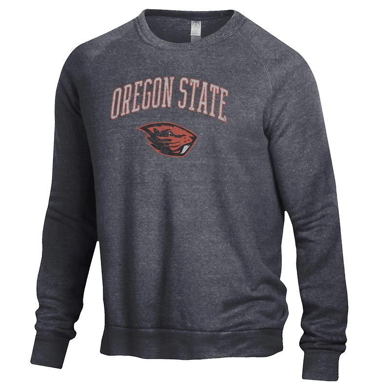 Men's Heathered Black Oregon State Beavers The Champ Tri-Blend Pullover Sweatshirt
