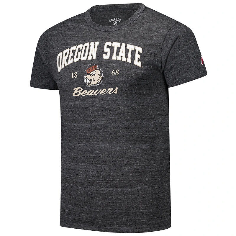 Men's League Collegiate Wear Charcoal Oregon State Beavers Arch Script Victory Falls Tri-Blend T-Shirt