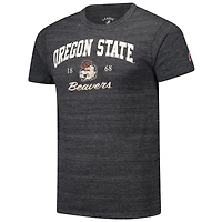 Men's League Collegiate Wear Charcoal Oregon State Beavers Arch Script Victory Falls Tri-Blend T-Shirt