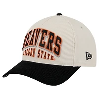 Men's New Era Black/Cream Oregon State Beavers Arch Two-Tone Corduroy 9FORTY A-Frame Adjustable Hat