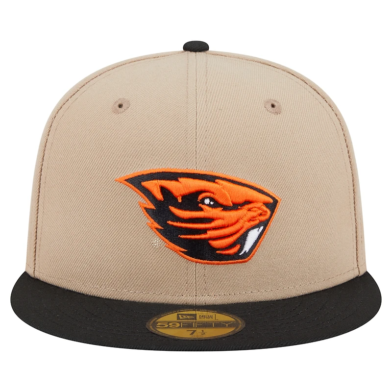 Men's New Era  Khaki Oregon State Beavers Two-Tone 59FIFTY Fitted Hat
