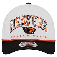 Men's New Era White/Black Oregon State Beavers Arch Two-Tone Rope 9FORTY A-Frame M-Crown Adjustable Hat