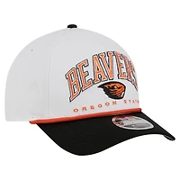 Men's New Era White/Black Oregon State Beavers Arch Two-Tone Rope 9FORTY A-Frame M-Crown Adjustable Hat