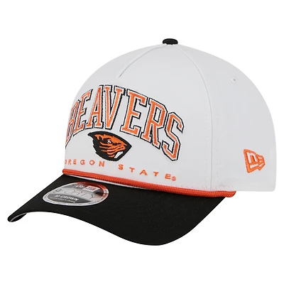 Men's New Era White/Black Oregon State Beavers Arch Two-Tone Rope 9FORTY A-Frame M-Crown Adjustable Hat