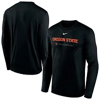 T-shirt à manches longues Nike Dri-FIT pour homme, noir, Oregon State Beavers 2025 Courtside Basketball Shootaround
