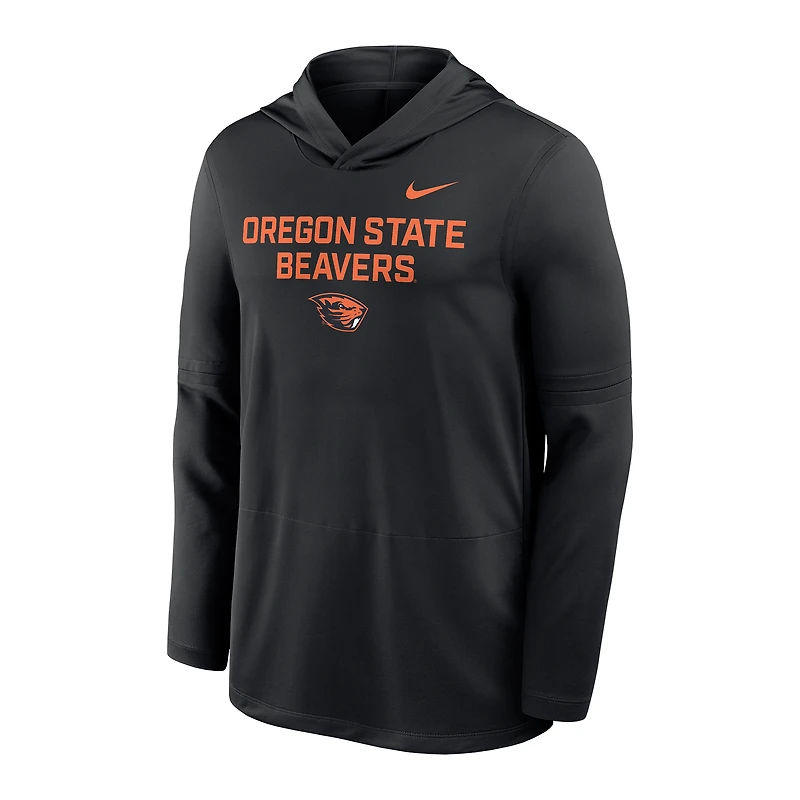 T-shirt à capuche et manches longues Nike noir Oregon State Beavers 2025 Sideline Dri-FIT pour homme