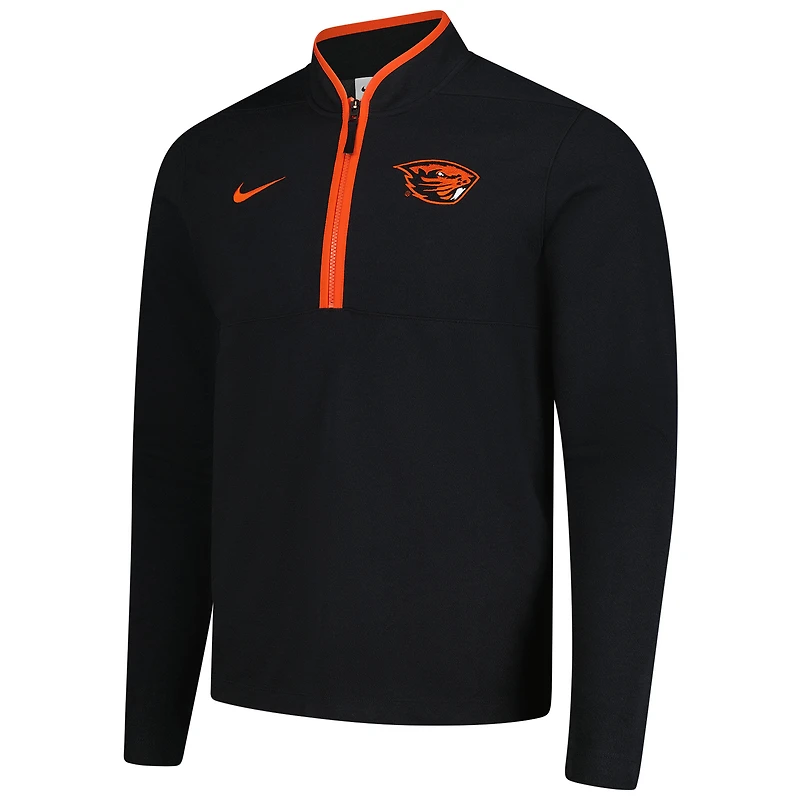 Haut Nike noir à fermeture éclair quart de tour pour homme Oregon State Beavers Coaches Courtside Basketball Victory Performance