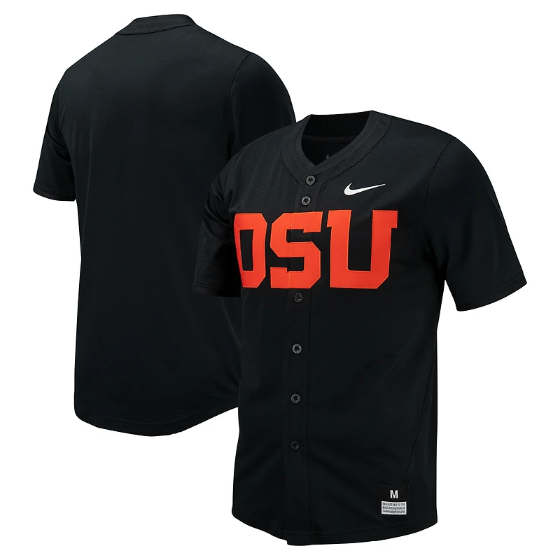 Maillot de baseball à bouton intégral Nike pour hommes, noir, Oregon State Beavers Replica