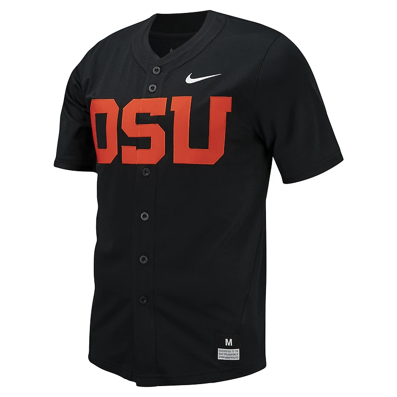 Maillot de baseball à bouton intégral Nike pour hommes, noir, Oregon State Beavers Replica