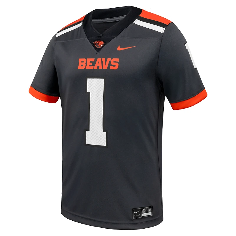 Maillot de football américain Nike n°1 anthracite des Oregon State Beavers pour homme