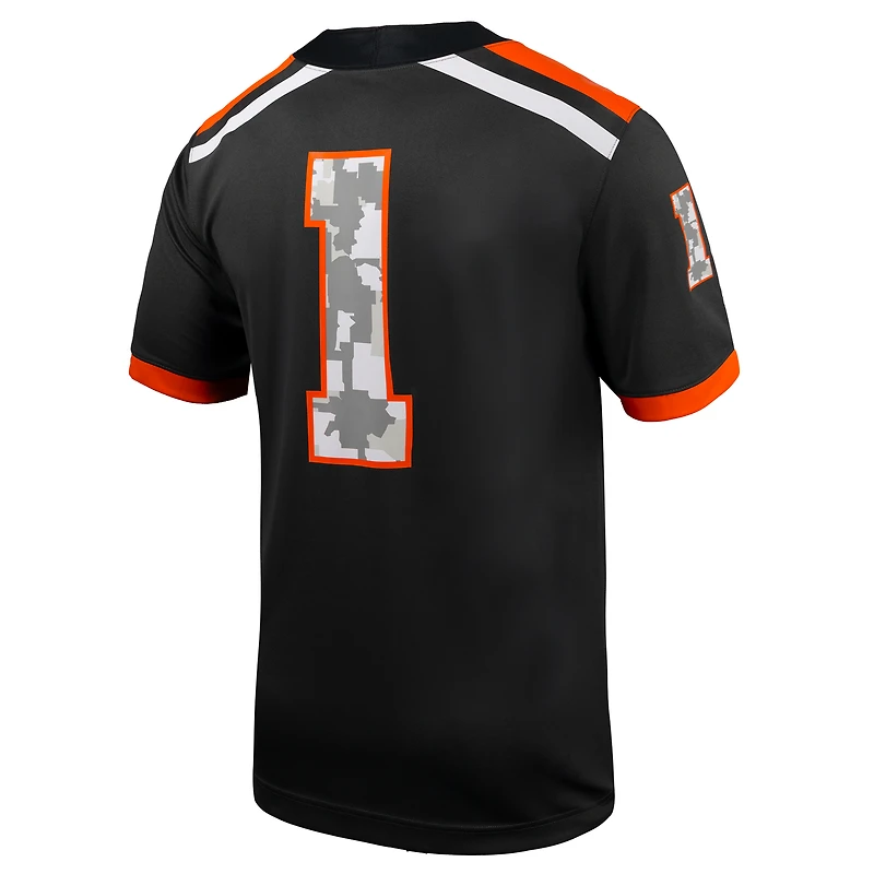 Men's Nike #1 Anthracite Oregon State Beavers Military Appreciation Untouchable Replica Football Jersey