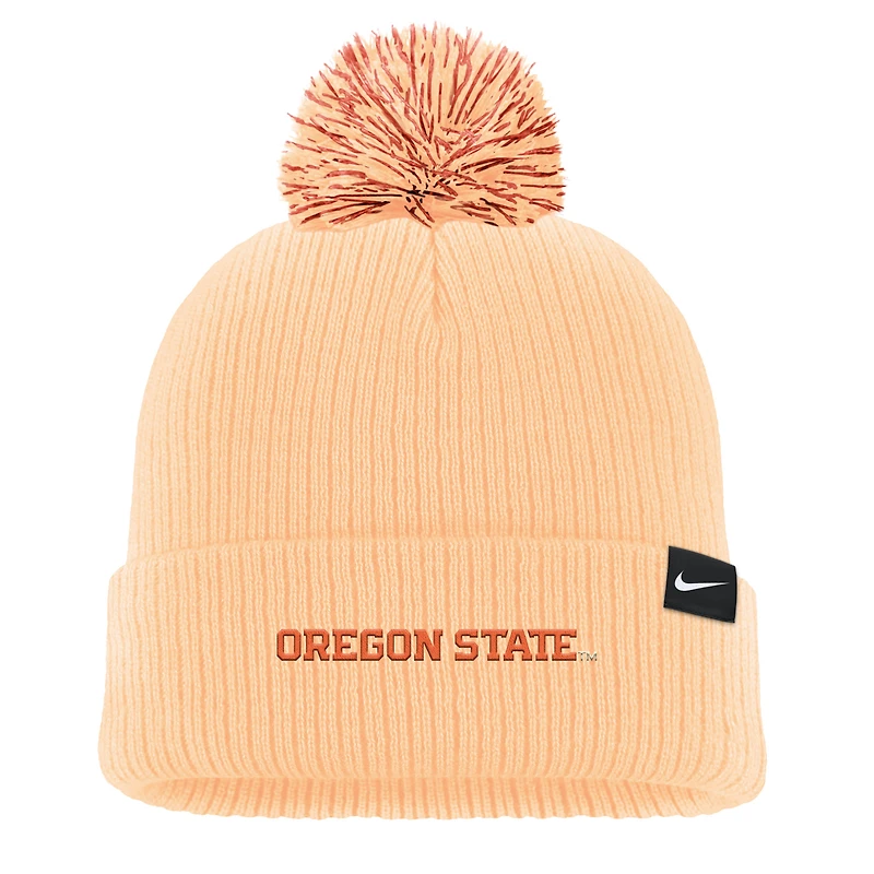 Bonnet en tricot à revers Nike orange Oregon State Beavers pour homme avec pompon