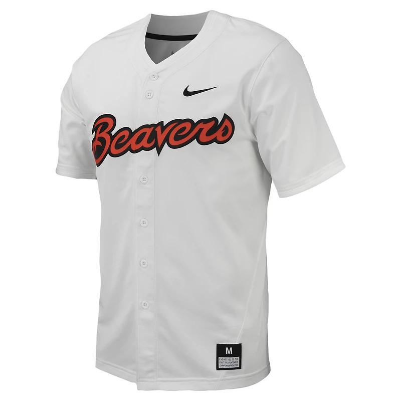 Maillot de baseball à bouton intégral Nike pour hommes, blanc, Oregon State Beavers Replica