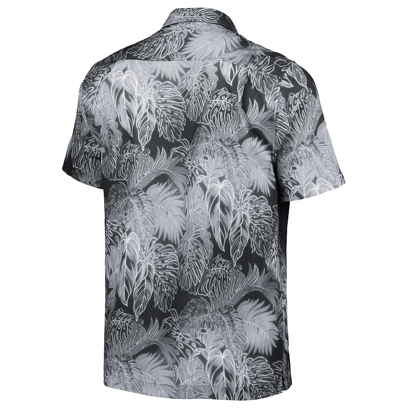Men's Tommy Bahama Black Oregon State Beavers Coast Luminescent Frond Camp IslandZone Button-Up Shirt
