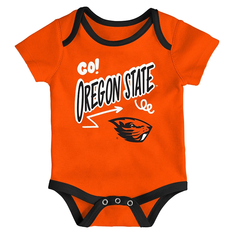 Ensemble de trois bodies jeu pour toute la journée nouveau-nés et nourrissons Outerstuff Oregon State Beavers