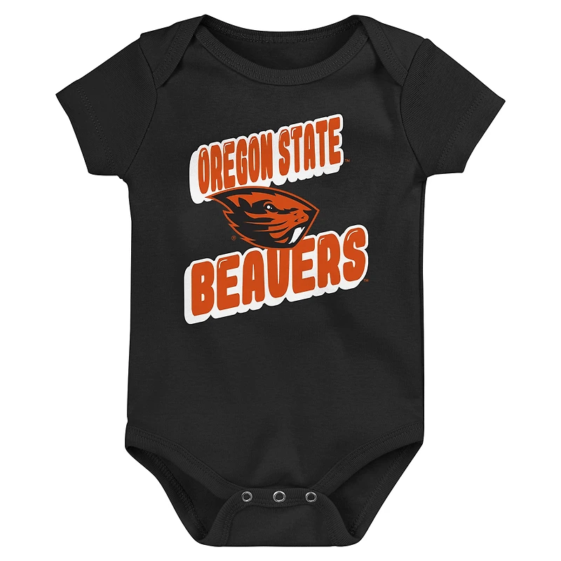 Lot de 3 bodies pour nouveau-né Oregon State Beavers Sunday Comics noirs