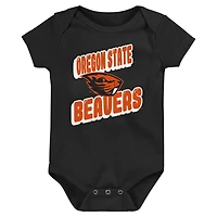 Lot de 3 bodies pour nouveau-né Oregon State Beavers Sunday Comics noirs