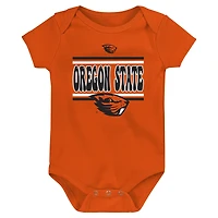 Newborn Black Oregon State Beavers Sunday Comics 3-Pack Bodysuit Set