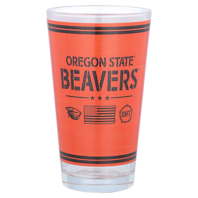 Castors de l’État de l’Oregon 16oz. Verre à pinte d’appréciation militaire OHT