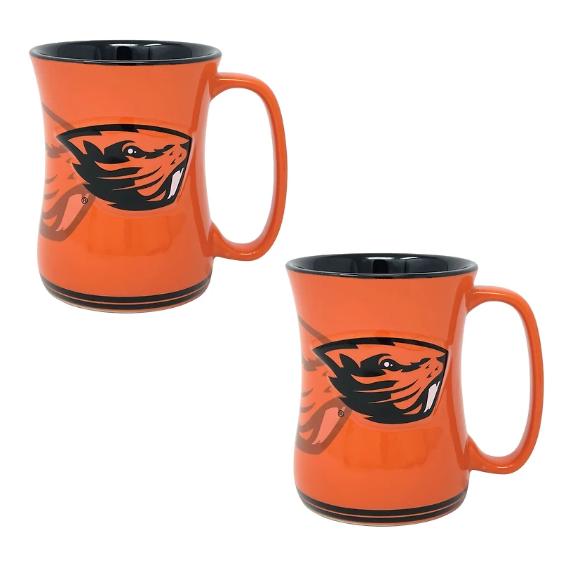 Lot de deux tasses à café sculptées Oregon State Beavers (473 ml)