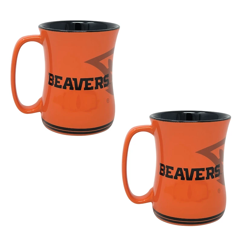Lot de deux tasses à café sculptées Oregon State Beavers (473 ml)