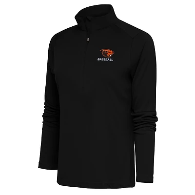 Women's Antigua  Black Oregon State Beavers Baseball Tribute Half-Zip Pullover Top