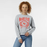 Women's Champion  Heather Gray Oregon State Beavers Academic Crest Powerblend Crewneck Sweatshirt