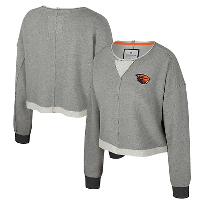 Sweat-shirt court à col rond Magnum Oregon State Beavers pour femme, anthracite, Colosseum