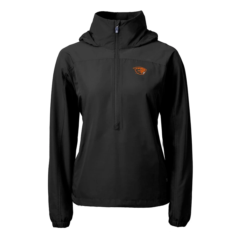 Women's Cutter & Buck  Black Oregon State Beavers Charter Eco Recycled Half-Zip Anorak Jacket