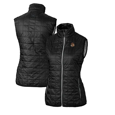 Women's Cutter & Buck Black Oregon State Beavers Vault Rainier PrimaLoft Eco Full-Zip Puffer Vest